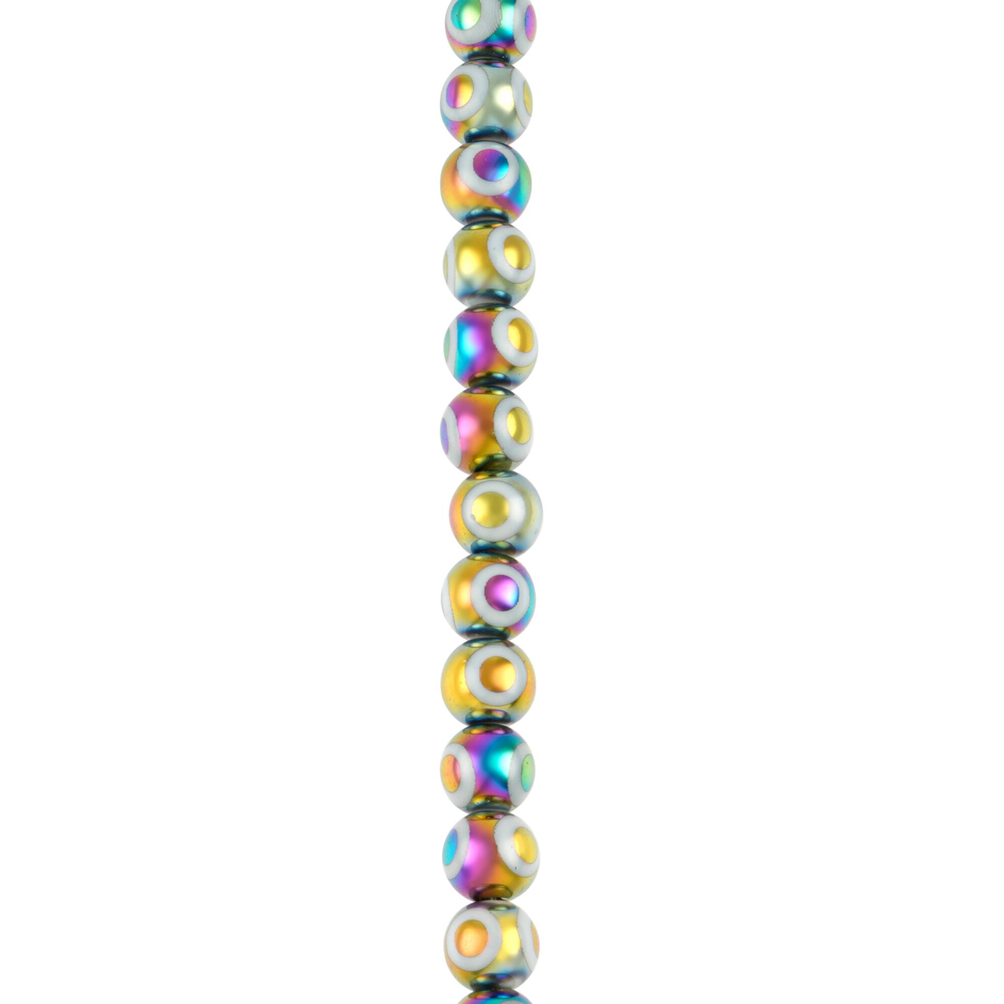 Multicolor Glass Evil Eye Beads, 7.5mm by Bead Landing™